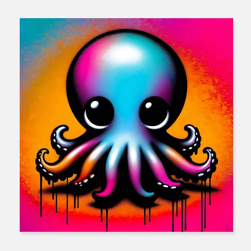 Krake Poster 20x20 cm