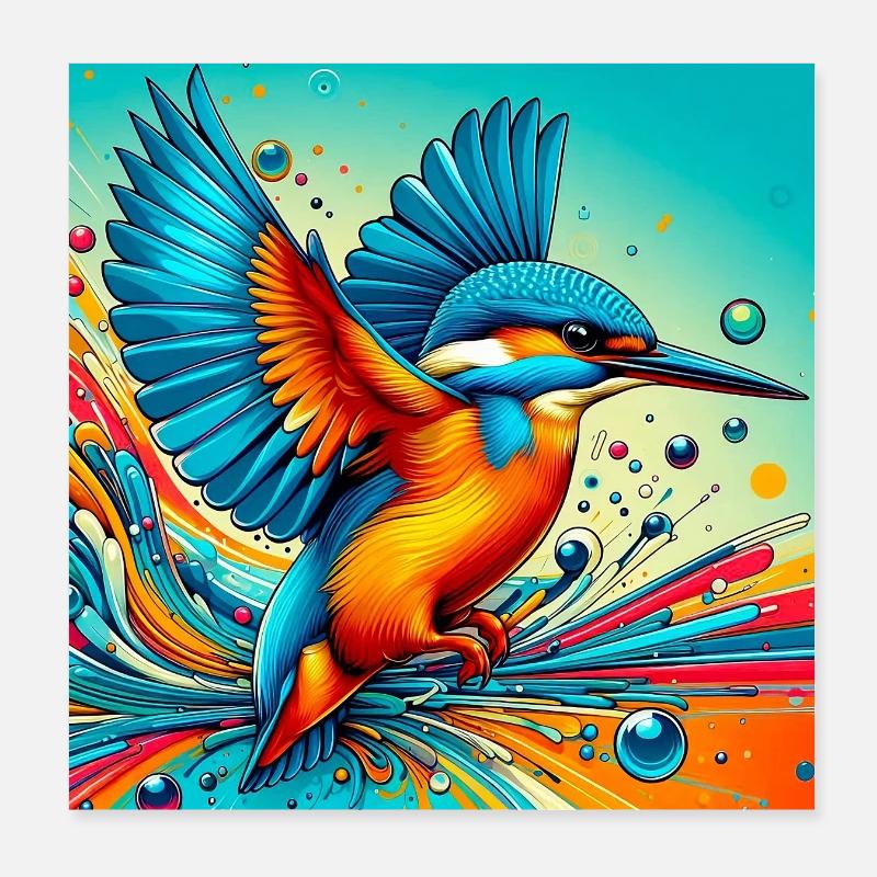 Eisvogel Poster 20x20 cm