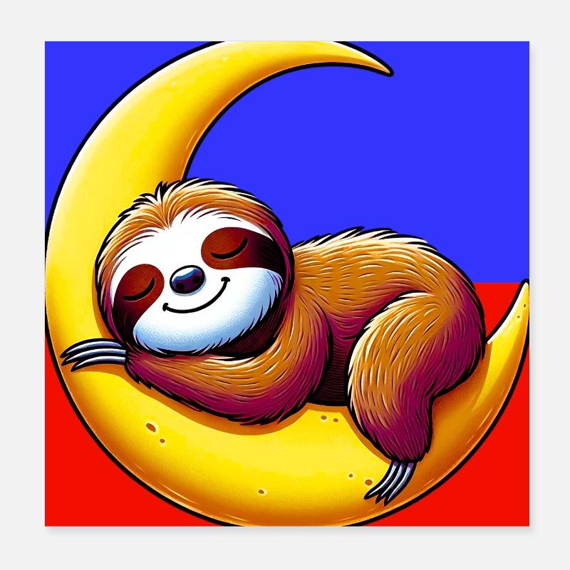 Faultier schläft auf dem Mond Poster 20x20 cm