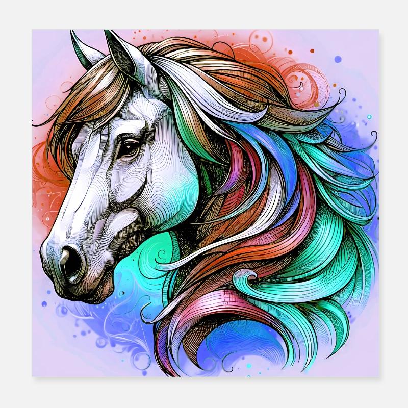 cheval Poster 20 x 20 cm
