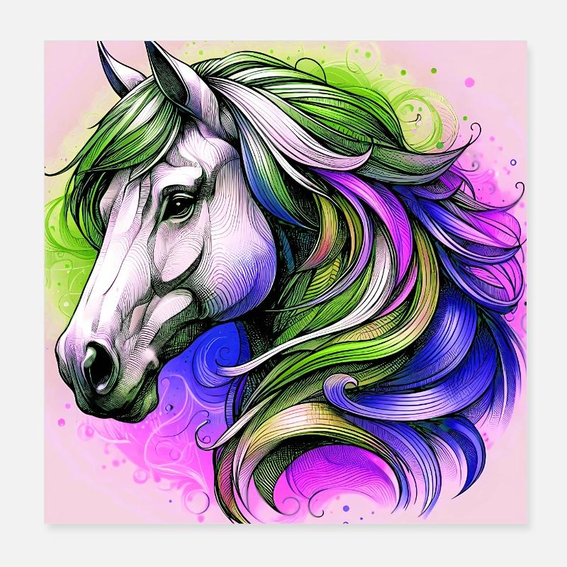 cheval Poster 20 x 20 cm