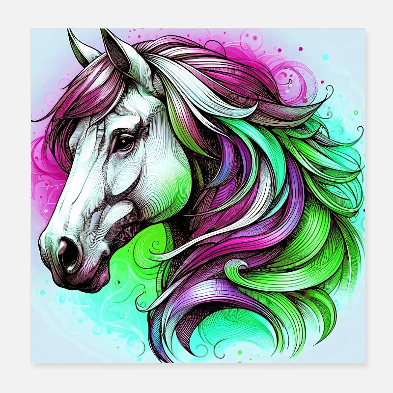 cheval Poster 20 x 20 cm
