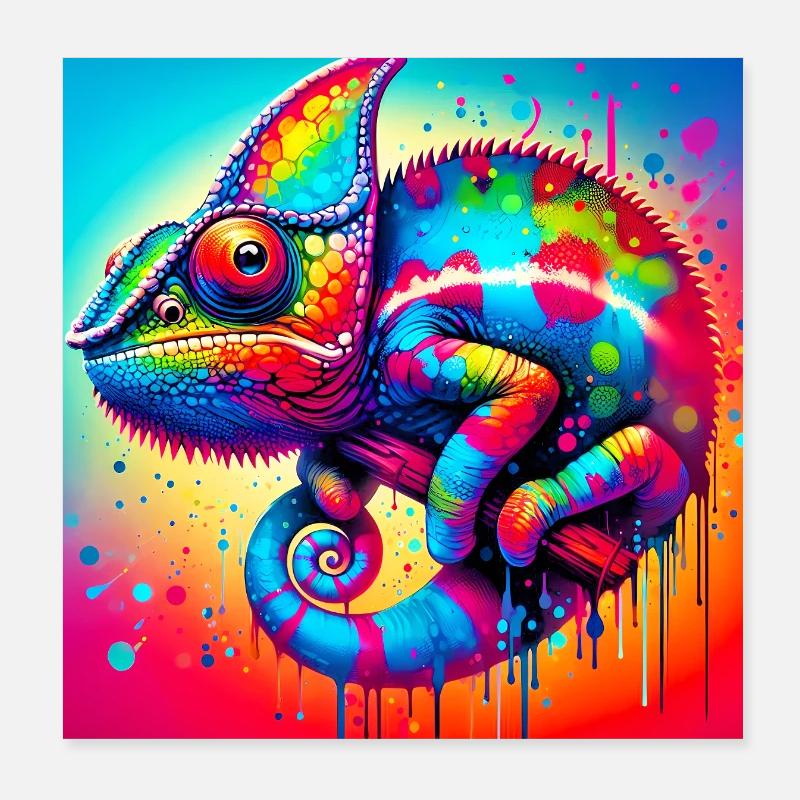 Chamäleon Poster 20x20 cm
