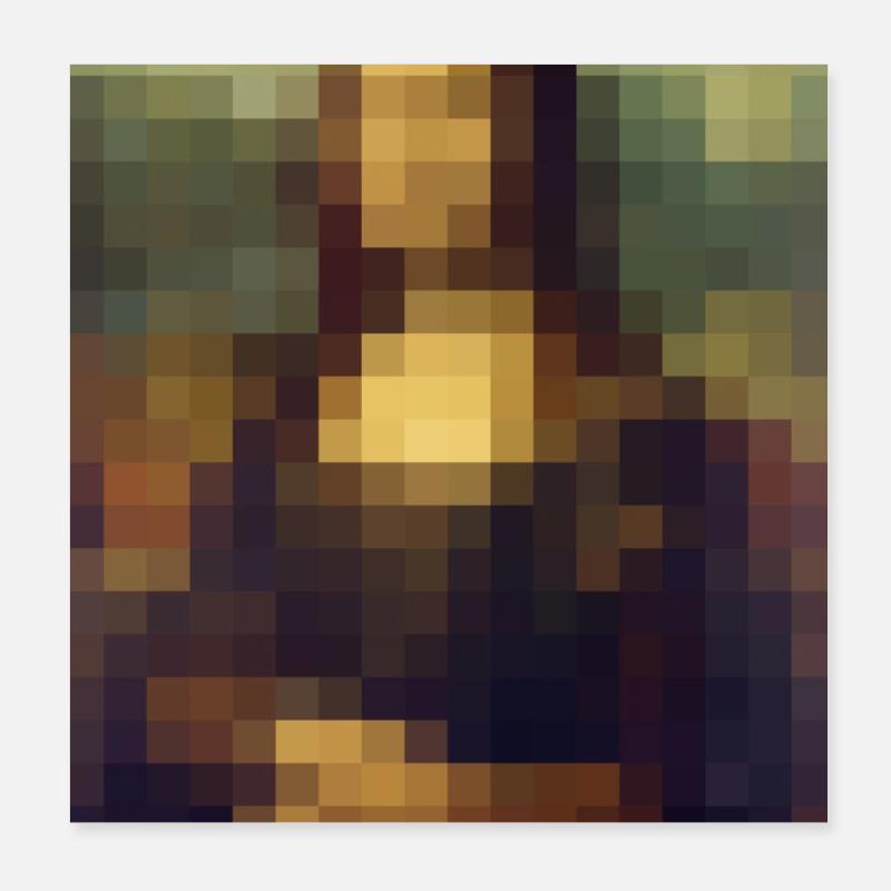 Mona Lisa 8-bit pixels tableau Léonard de Vinci Poster 20 x 20 cm