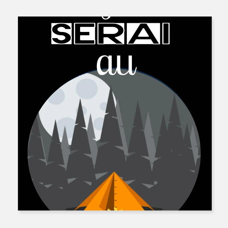 Camping nocturne en forêt Poster 20 x 20 cm