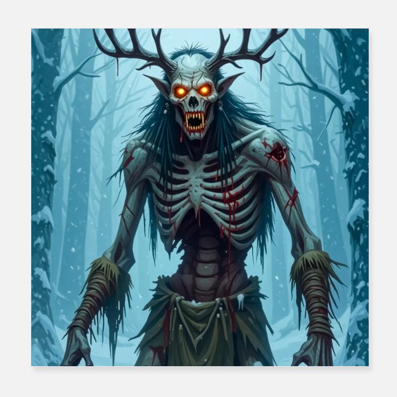Wendigo, abgemagerter kannibalischer Dämon der Folklore Poster 20x20 cm