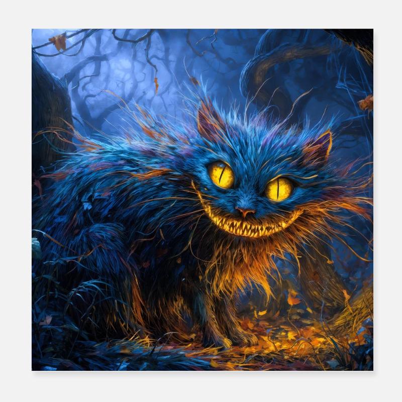 Moonlit Blue Cheshire Cat Poster 8" x 8" (20x20 cm)