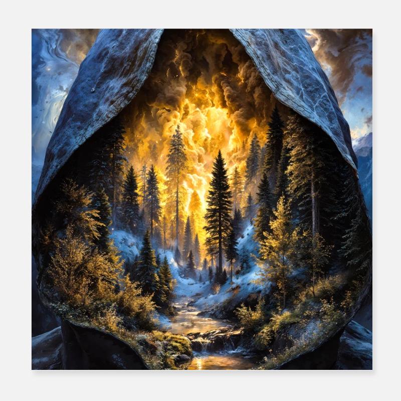 Kapuzen-Inferno-Wald Poster 20x20 cm