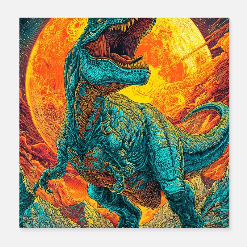 T Rex Inferno rugir Poster 20 x 20 cm
