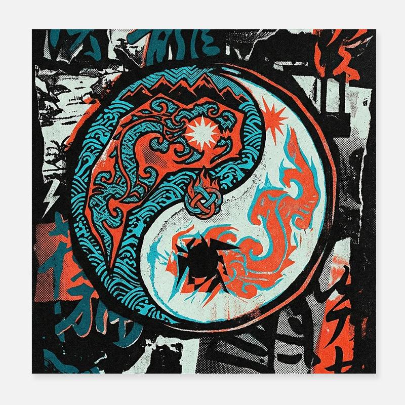 Yin et Yang cool Poster 20 x 20 cm