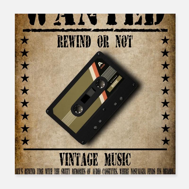 WANTED CASSETTE AUDIO Poster 20 x 20 cm