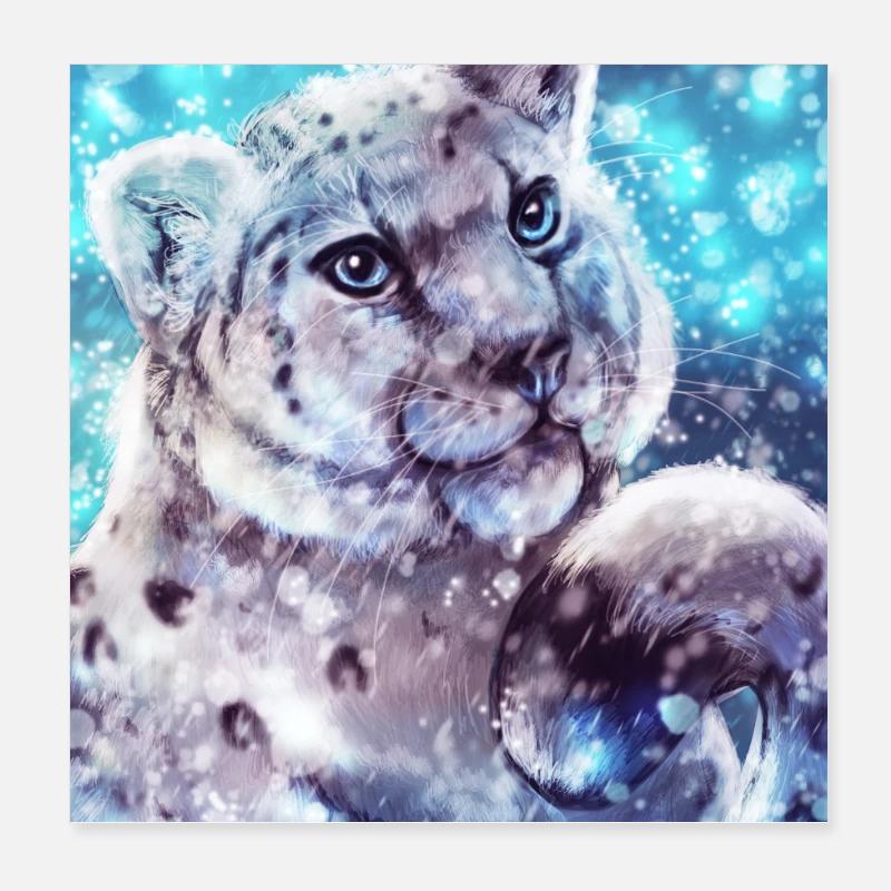 Affiche léopard des neiges Poster 20 x 20 cm