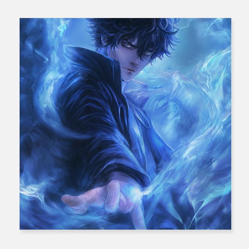 Fantasy Azure Flame Poster 8" x 8" (20x20 cm)