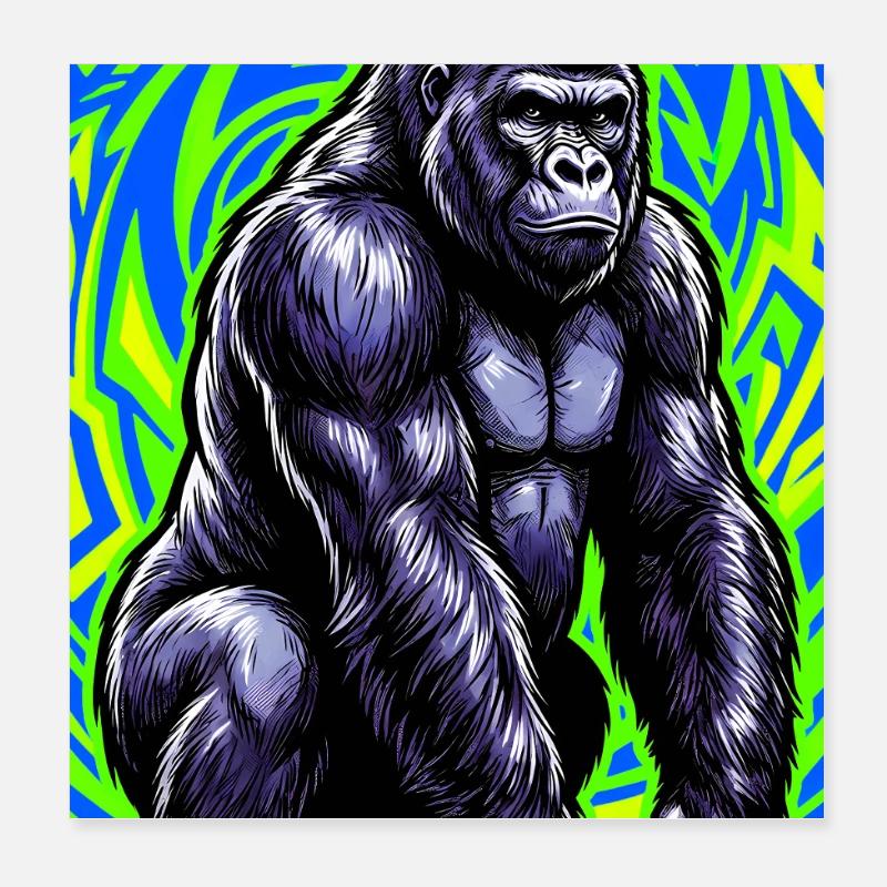 gorille Poster 20 x 20 cm
