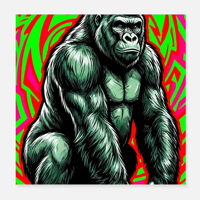 Gorilla Poster 20x20 cm
