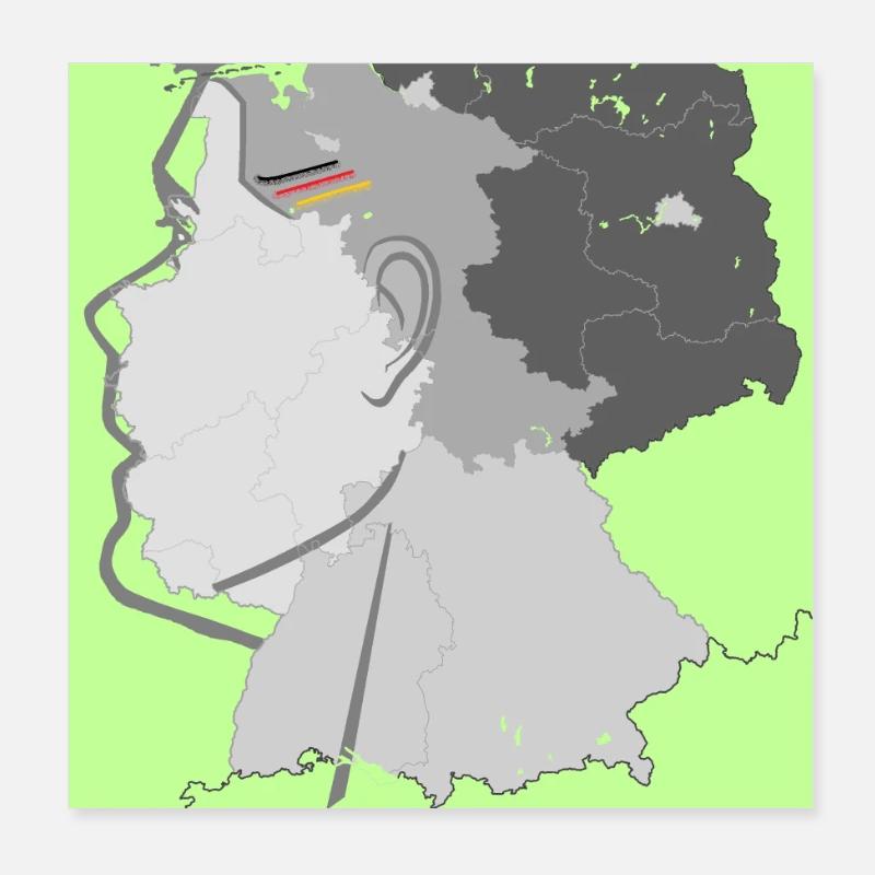 Map of Germany with gradient and flags Poster 8" x 8" (20x20 cm)