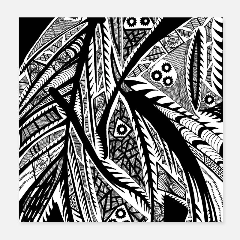 Design abstrait noir et blanc n°2 Poster 20 x 20 cm