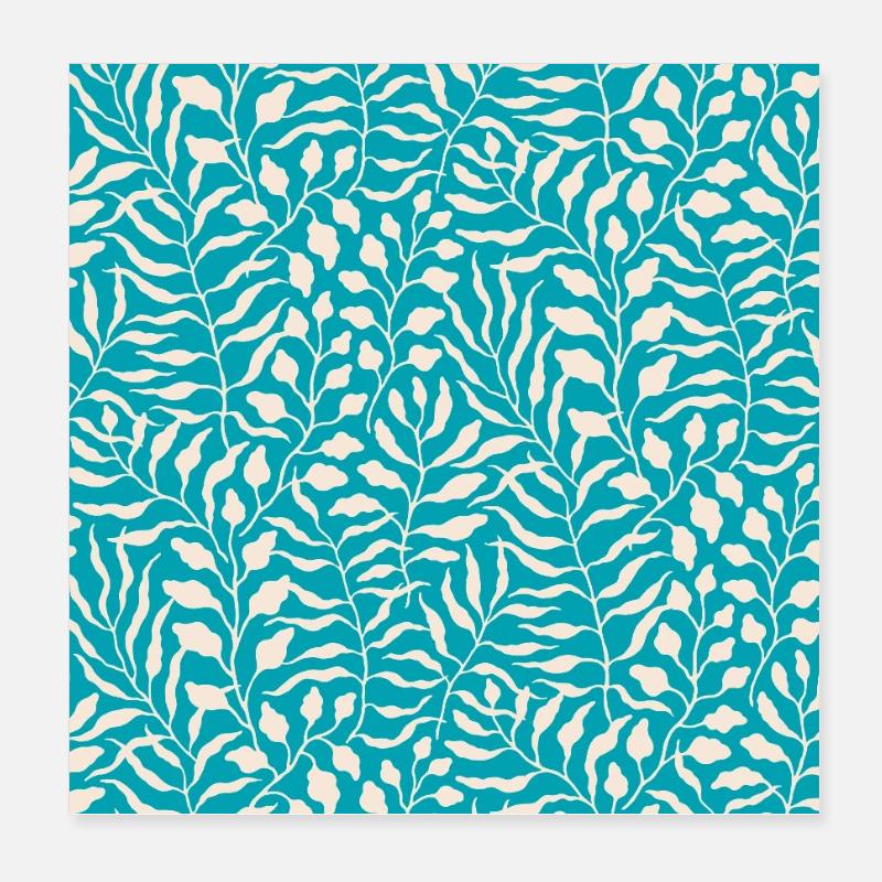 Design de feuille de palmier bleu Poster 20 x 20 cm