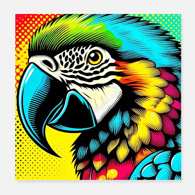 Perroquet Pop Art Poster 20 x 20 cm