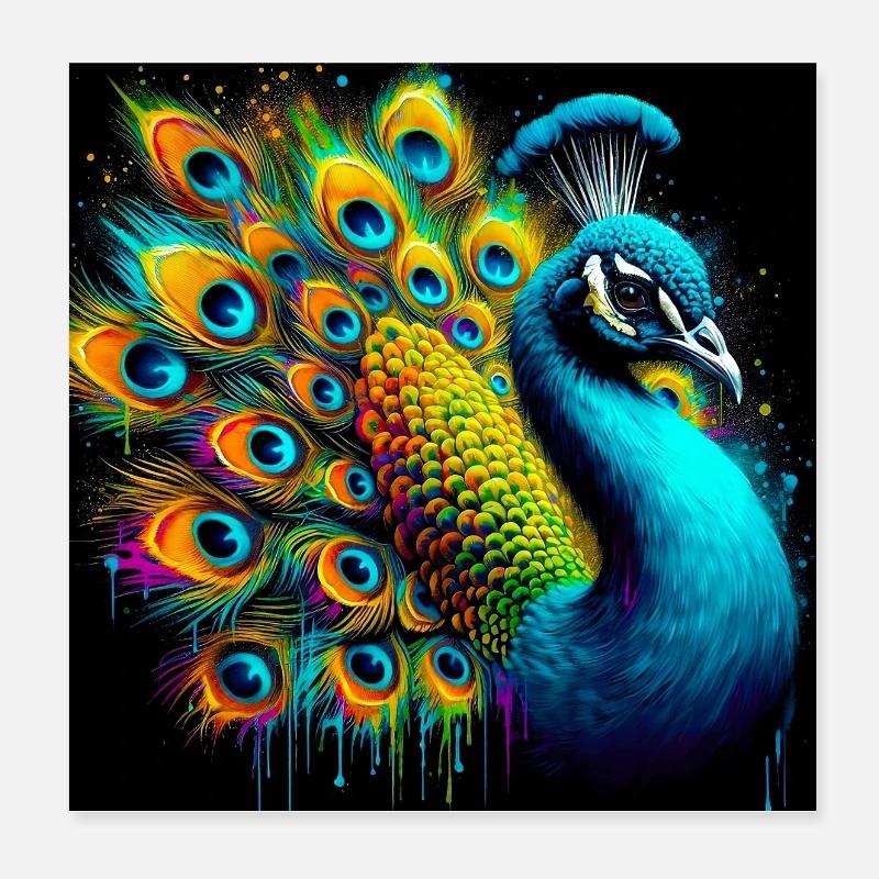 Pfau Poster 20x20 cm