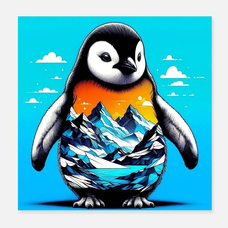 Pinguin Poster 20x20 cm