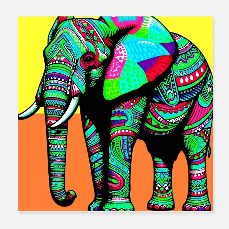 éléphant Poster 20 x 20 cm
