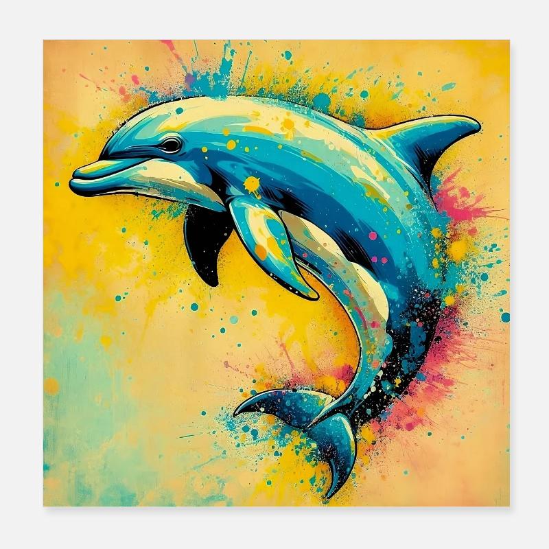 Delfin Poster 20x20 cm