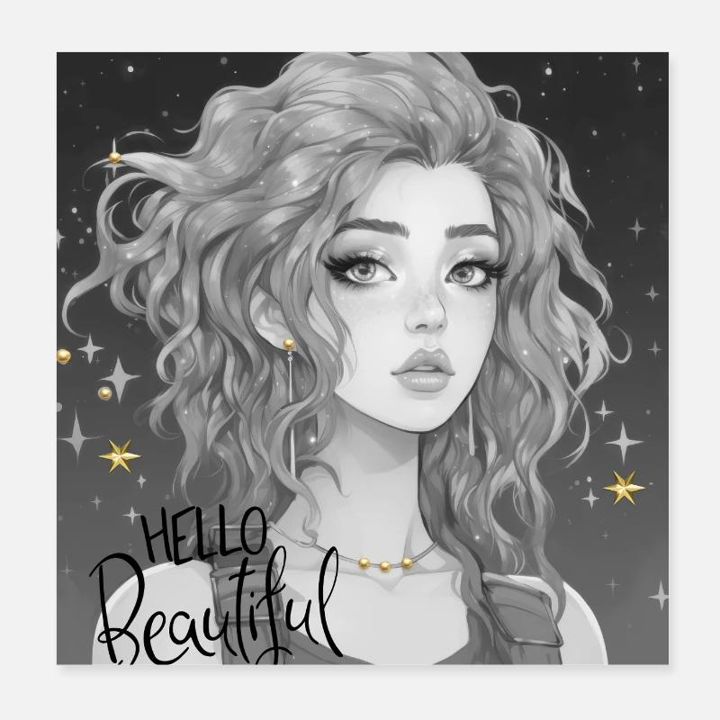 Hello Beautiful Poster 8" x 8" (20x20 cm)