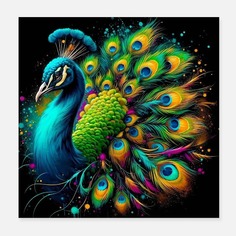 Pfau Poster 20x20 cm