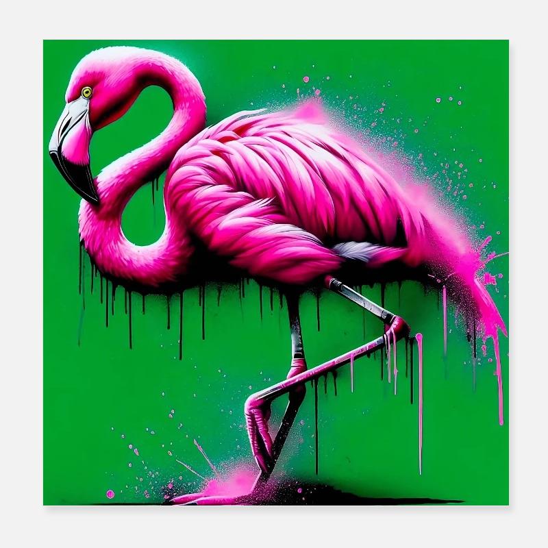 flamingo Poster 8" x 8" (20x20 cm)