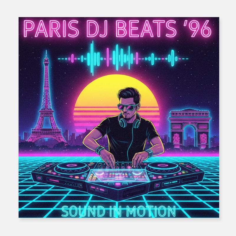 Paris DJ Poster 20x20 cm