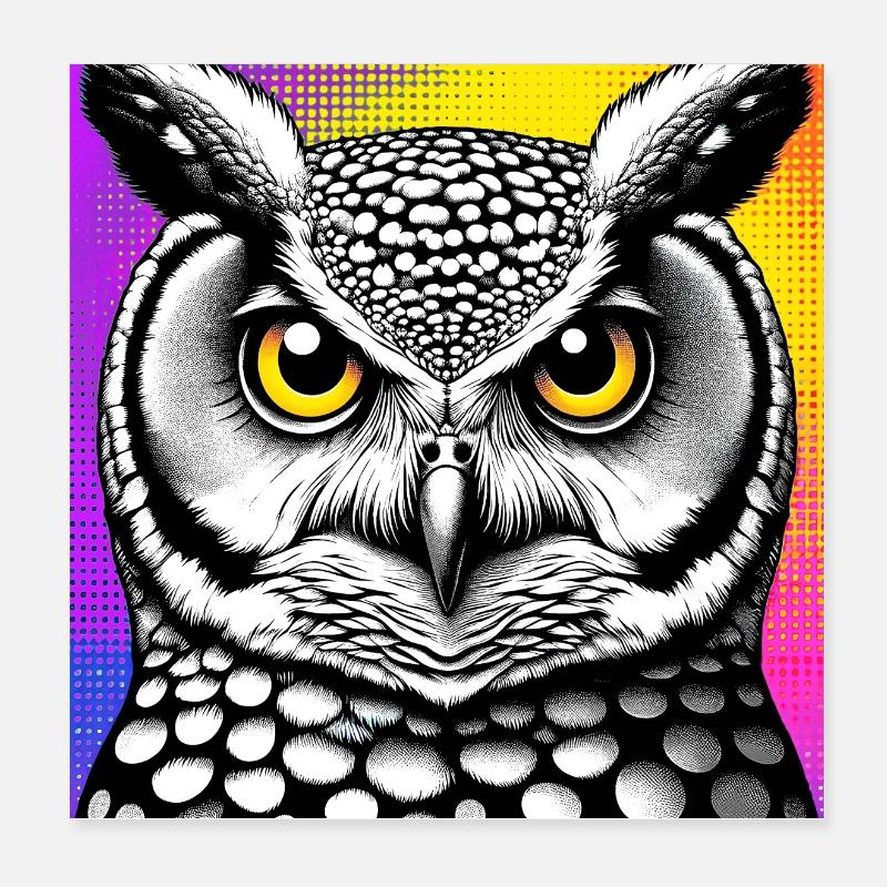 hibou Poster 20 x 20 cm