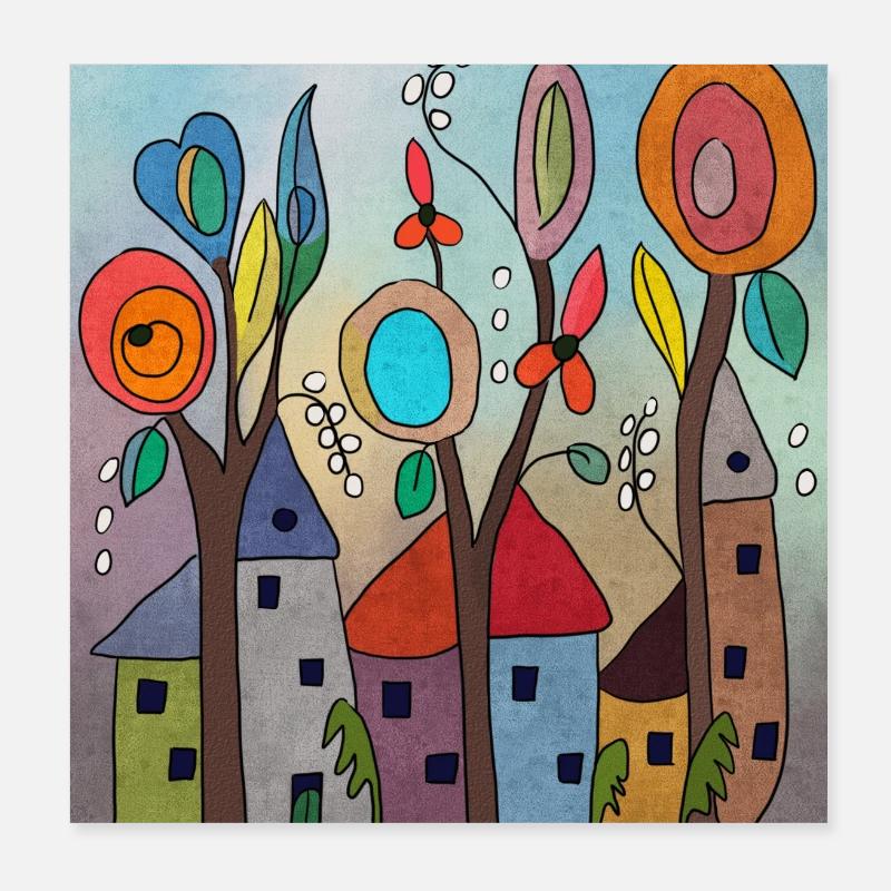 Elfendörfchen Poster 20x20 cm