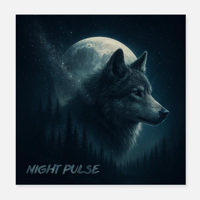 Der Wolf in der Monddämmerung Poster 20x20 cm