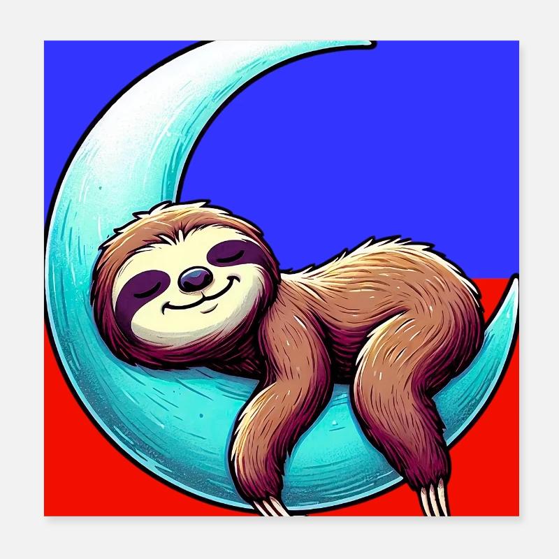 Faultier schläft auf dem Mond Poster 20x20 cm