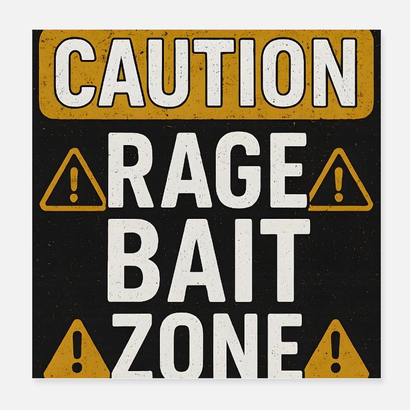 Attention Rage Zone, Dicton sarcastique drôle Poster 20 x 20 cm