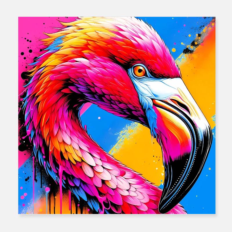 flamingo Poster 8" x 8" (20x20 cm)
