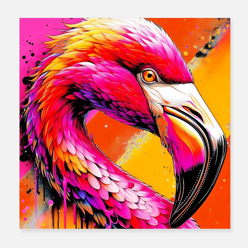 Flamant Poster 20 x 20 cm