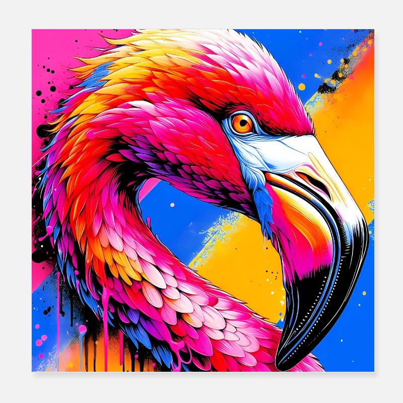 Flamant Poster 20 x 20 cm