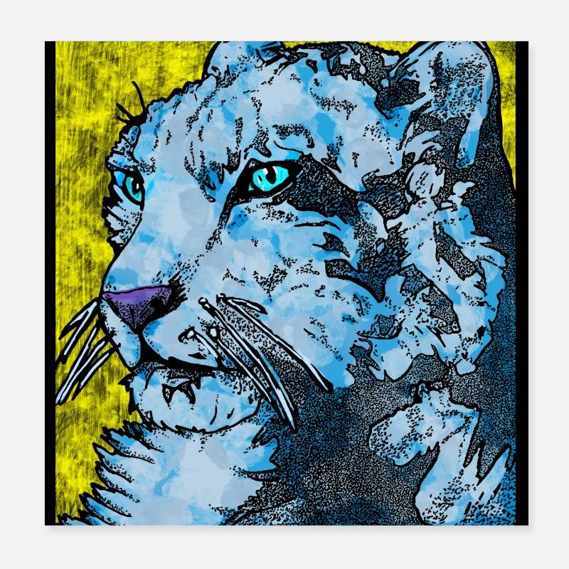 Schneeleopard nah (Bunt) Poster 20x20 cm