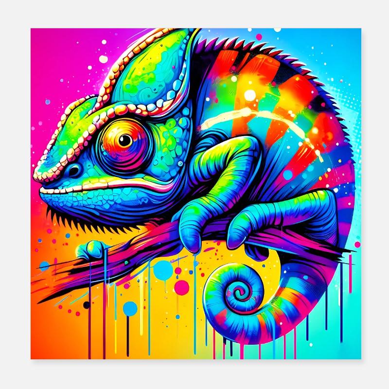 Chamäleon Poster 20x20 cm