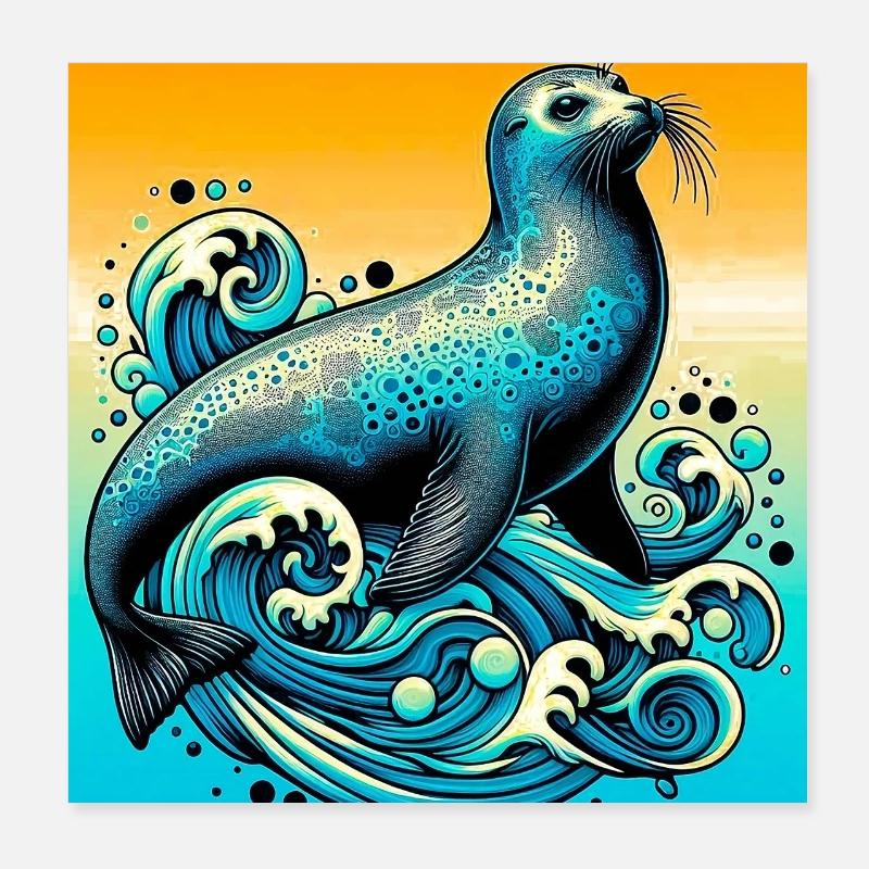 Phoque Poster 20 x 20 cm