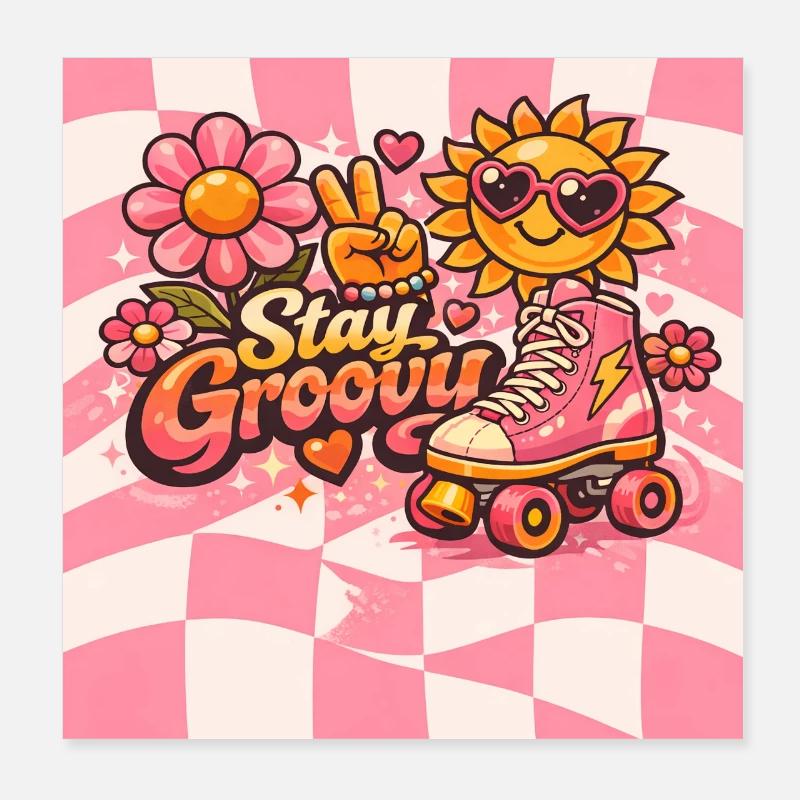 Pinker Retro-Stil Poster 20x20 cm