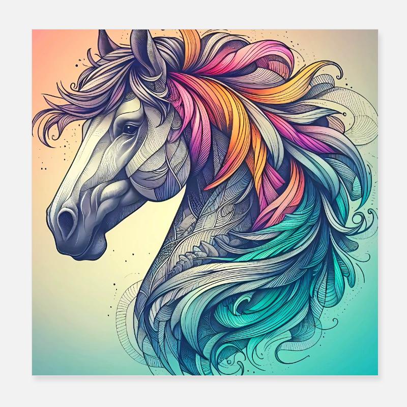 cheval Poster 20 x 20 cm