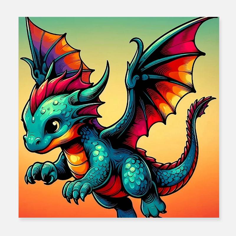 dragon Poster 8" x 8" (20x20 cm)