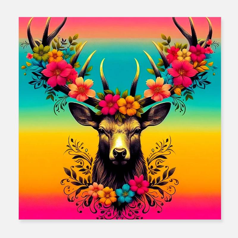 Deer Poster 8" x 8" (20x20 cm)
