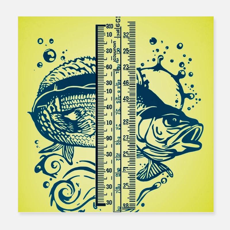 Fish Meter Art Yellow Poster 8" x 8" (20x20 cm)