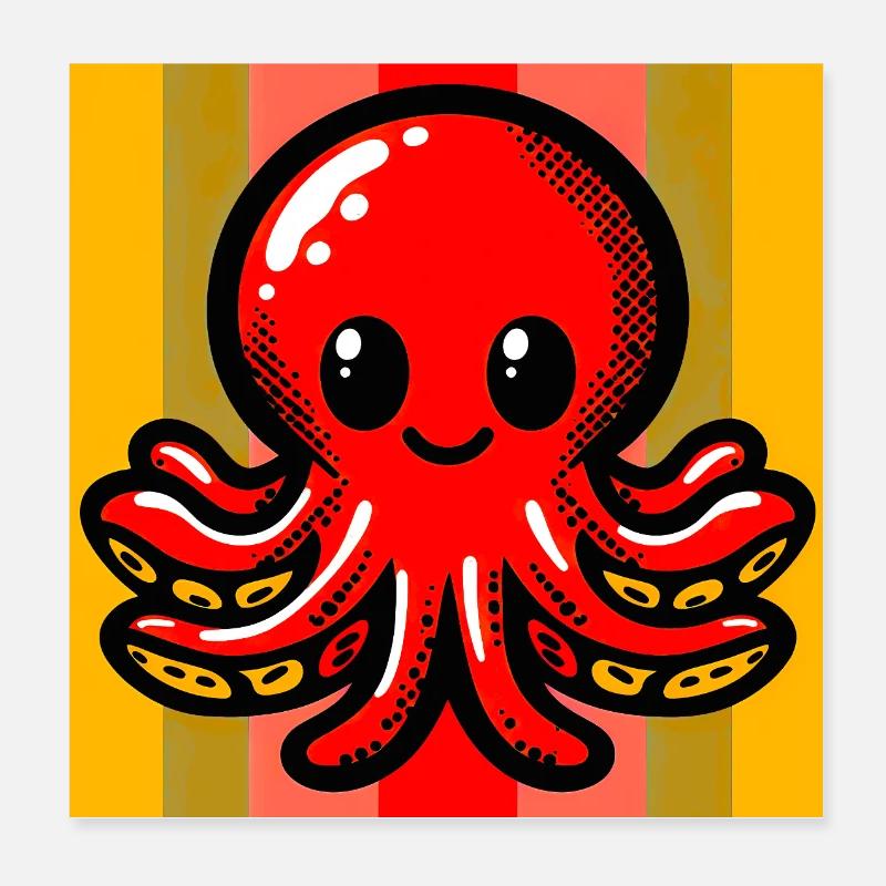 Krake Poster 20x20 cm