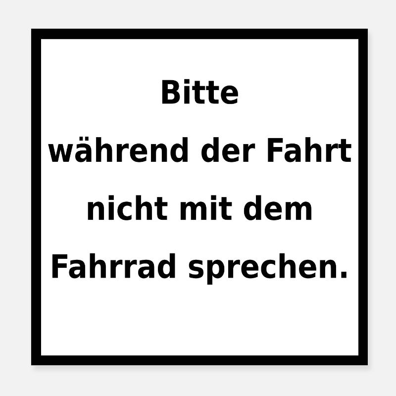 Warnhinweis: Fahrrad. (black/white) Poster 20x20 cm
