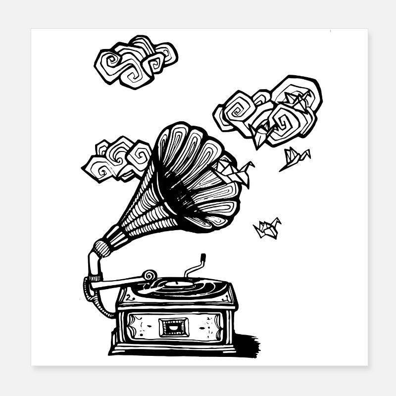 Platine rétro - Poster 20 x 20 cm - blanc